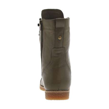 Bottines kaki à talon décroché bas avec des lacets et un zip latéral - Image 4