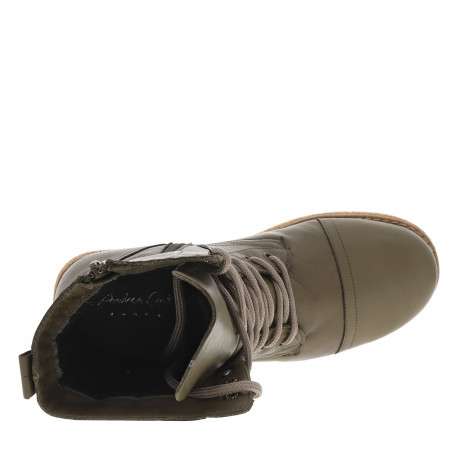 Bottines kaki à talon décroché bas avec des lacets et un zip latéral - Image 5