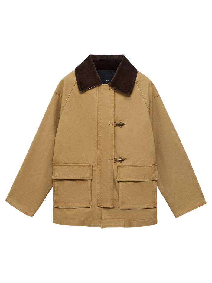 Manteau en coton camel uni...