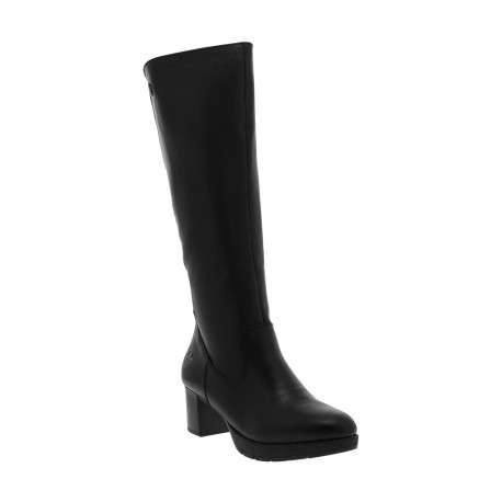 Bottes noires à talon décroché moyen à zip et soufflet élastiqué