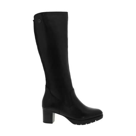 Bottes noires à talon décroché moyen à zip et soufflet élastiqué - Image 2