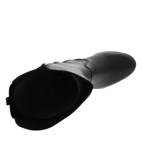 Bottes noires à talon décroché moyen à zip et soufflet élastiqué - Image 5