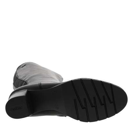 Bottes noires à talon décroché moyen à zip et soufflet élastiqué - Image 6