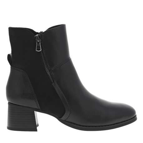 Boots en cuir noires à talon décroché moyen et fermeture zippée - Image 2