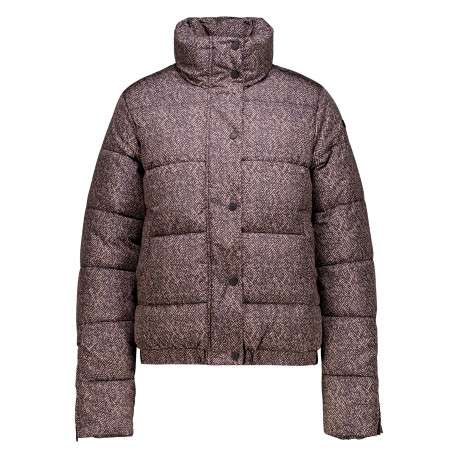 Doudoune taupe motif fantaisie effet matelassé avec une fermeture à glissière