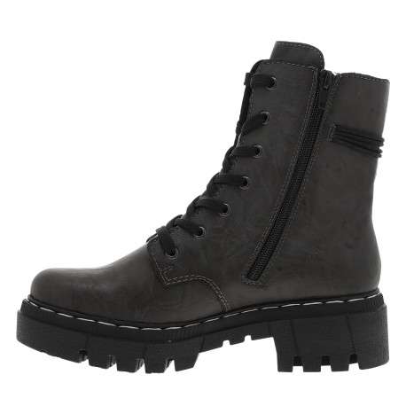 Bottines grises à talon décroché moyen avec des lacets plats et un zip - Image 3