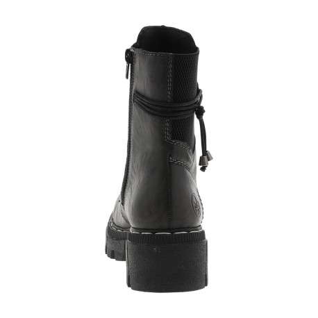Bottines grises à talon décroché moyen avec des lacets plats et un zip - Image 4