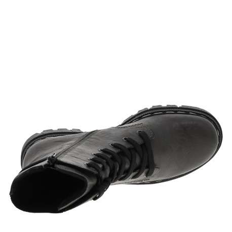 Bottines grises à talon décroché moyen avec des lacets plats et un zip - Image 5
