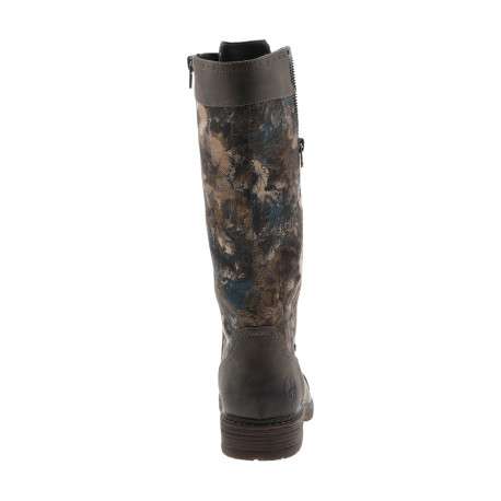 Bottes grises à talon décroché bas avec un zip et des lacets ronds - Image 4