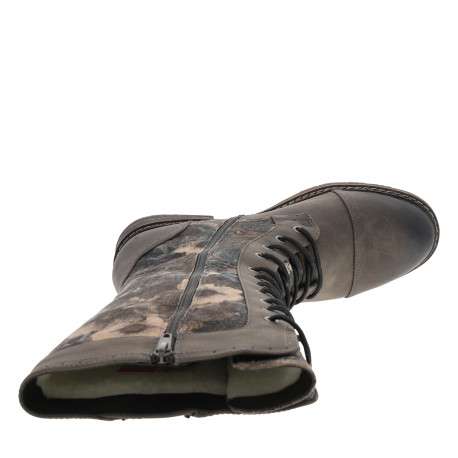 Bottes grises à talon décroché bas avec un zip et des lacets ronds - Image 5