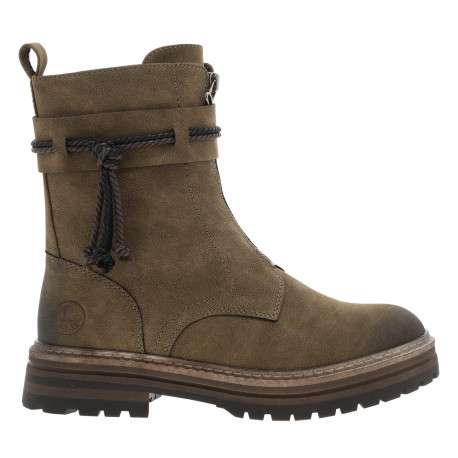 Boots taupe avec un talon décroché bas et un zip côté interne - Image 2