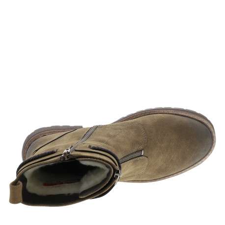 Boots taupe avec un talon décroché bas et un zip côté interne - Image 5