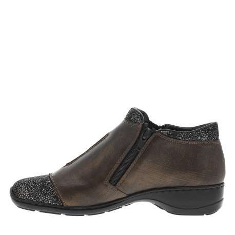 Boots en cuir enduit bronze avec un talon décroché bas et des zips - Image 3
