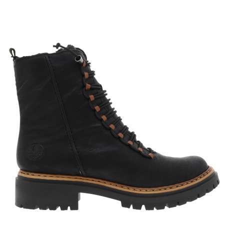 Bottines noires à talon décroché bas avec un zip et des lacets ronds élastiqués - Image 2
