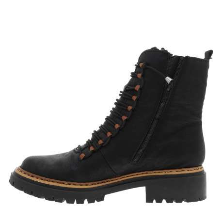 Bottines noires à talon décroché bas avec un zip et des lacets ronds élastiqués - Image 3
