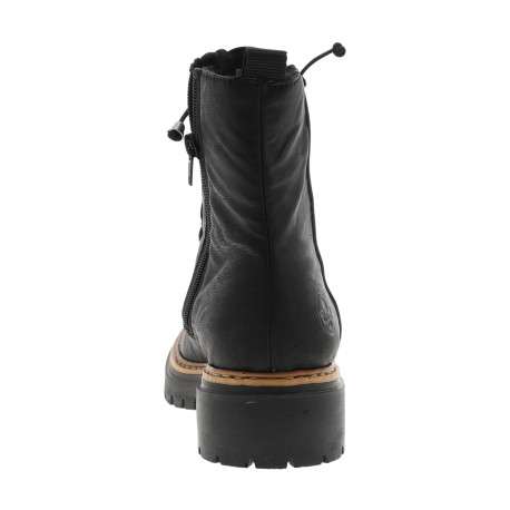 Bottines noires à talon décroché bas avec un zip et des lacets ronds élastiqués - Image 4