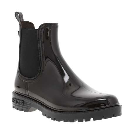 Boots marron à talon compensé bas et à soufflets élastiqués