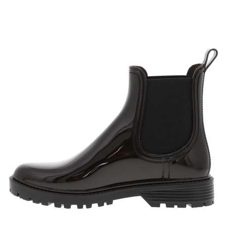 Boots marron à talon compensé bas et à soufflets élastiqués - Image 3