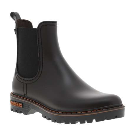 Boots marron à talon décroché bas avec des soufflets élastiqués