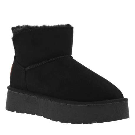 Boots montantes en matériaux végans noirs, fourrées et à enfiler