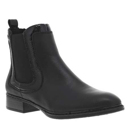 Boots noires à talon décroché bas avec soufflets élastiqués et logo métallisé