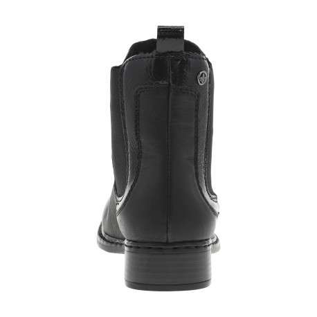 Boots noires à talon décroché bas avec soufflets élastiqués et logo métallisé - Image 4