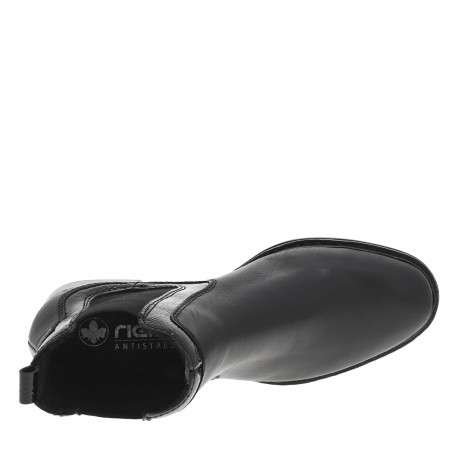 Boots noires à talon décroché bas avec soufflets élastiqués et logo métallisé - Image 5
