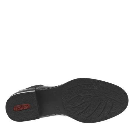 Boots noires à talon décroché bas avec soufflets élastiqués et logo métallisé - Image 6
