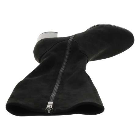 Bottes noires avec semelle à talon décroché moyen et fermeture à glissière - Image 5