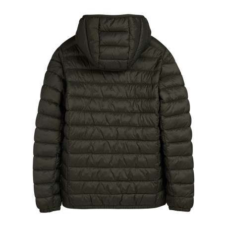 Doudoune à capuche kaki matelassée et zippée à l'avant avec une coupe droite - Image 2