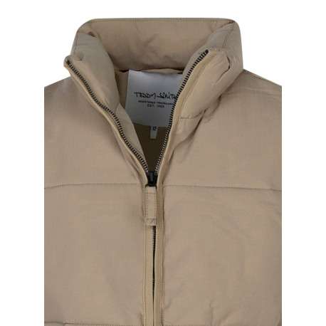 Doudoune beige unie matelassée avec une coupe droite et un col montant - Image 3