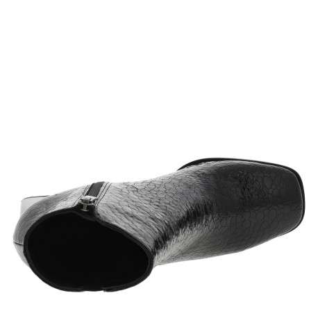 Bottines noires à talon haut avec un zip latéral aspect vernis - Image 5