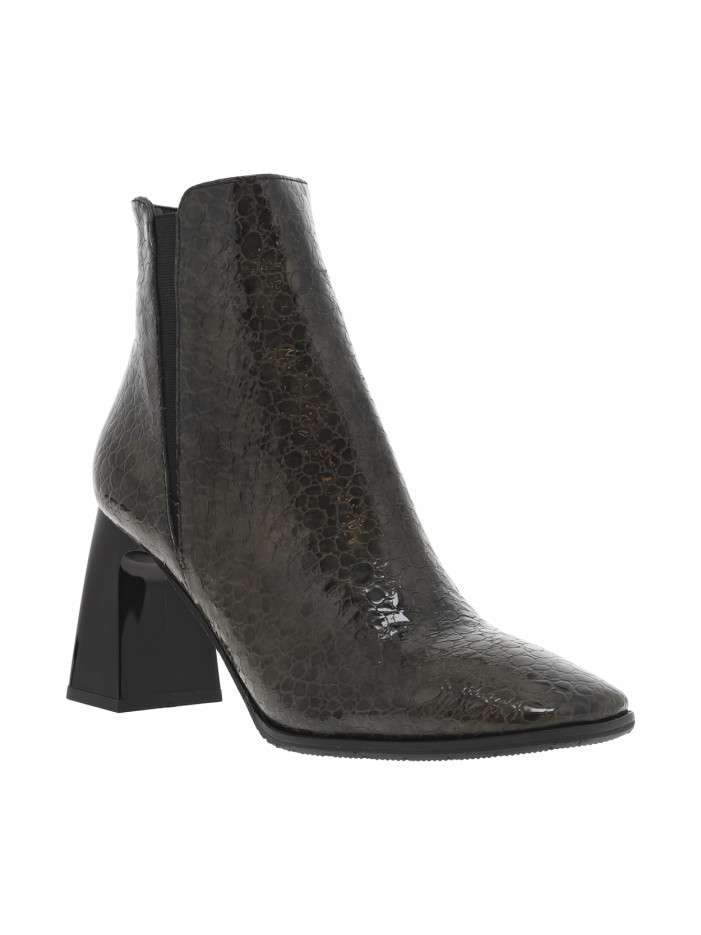 Boots en cuir kaki à talon...