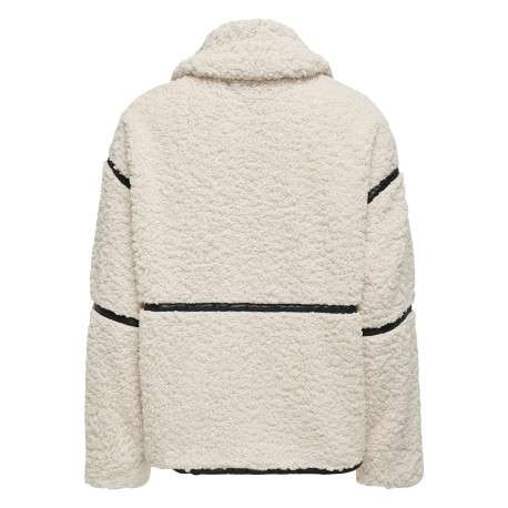 Veste blanche unie avec une coupe droite à col à revers et un zip de fermeture - Image 2