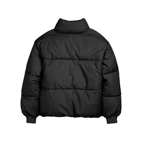 Doudoune noire matelassée style puffer à col montant fermée par des pressions - Image 2