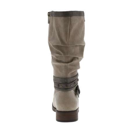 Bottes écrues à talon décroché bas avec un zip et une boucle décorative - Image 4