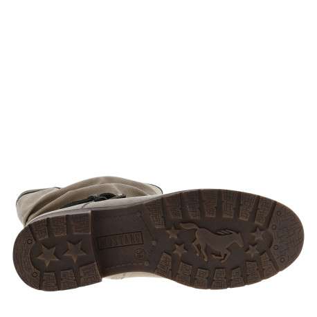 Bottes écrues à talon décroché bas avec un zip et une boucle décorative - Image 6