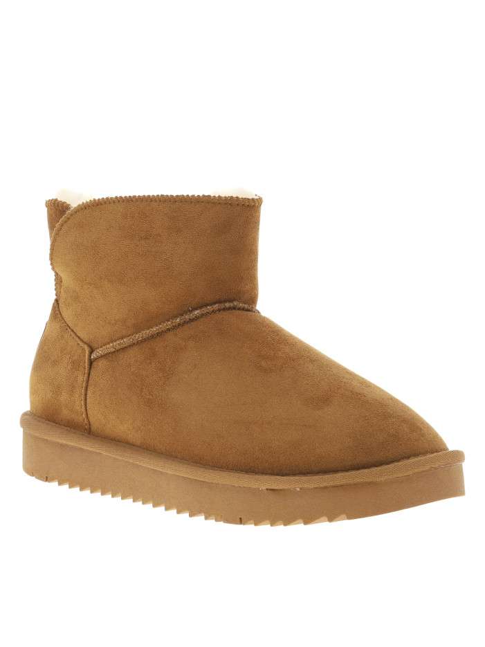 Boots camel à talon plat et...