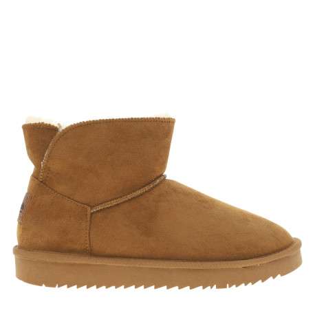 Boots camel à talon plat et à slip-on avec doublure en fourrure synthétique - Image 2