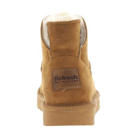 Boots camel à talon plat et à slip-on avec doublure en fourrure synthétique - Image 4