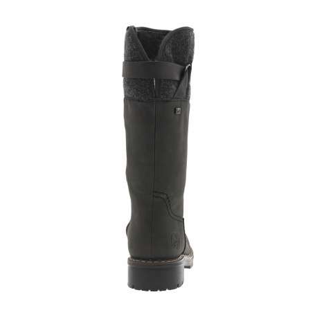 Bottes anthracite à talon plat et à zip latéral avec col en feutre - Image 4