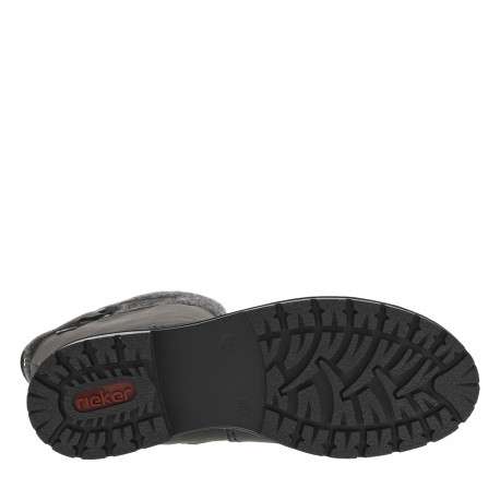 Bottes anthracite à talon plat et à zip latéral avec col en feutre - Image 6