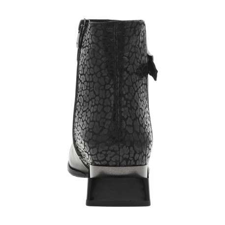 Boots en cuir noires à talon décroché bas et à zip avec motif léopard - Image 4