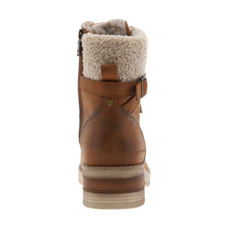 Bottines brunes à talon décroché moyen avec un col en maille sherpa - Image 4