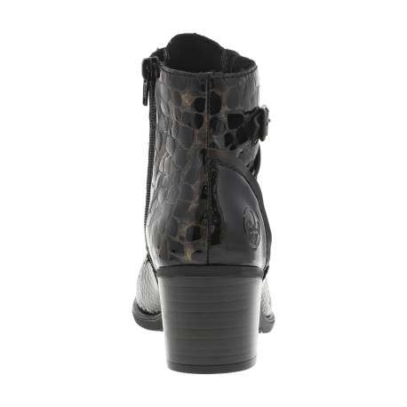Bottines en cuir noires à talon décroché moyen avec des lacets et un zip latéral - Image 4