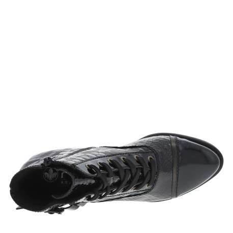 Bottines en cuir noires à talon décroché moyen avec des lacets et un zip latéral - Image 5