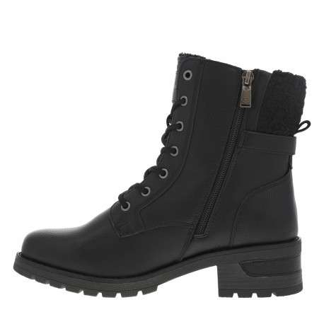 Bottines noires à talon décroché bas avec un zip et des lacets ronds - Image 3