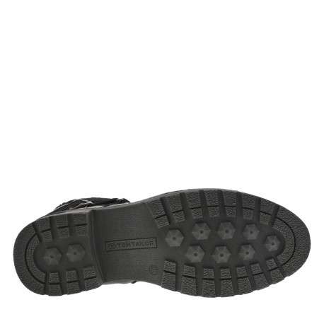 Bottines noires à talon décroché bas avec un zip et des lacets ronds - Image 6