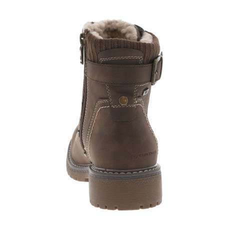 Bottines brunes à talon décroché bas avec un zip et des soufflets élastiqués - Image 4