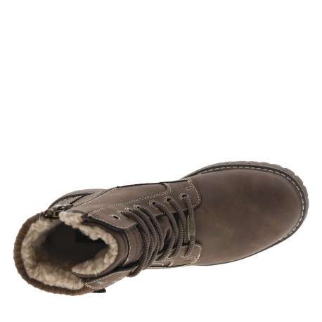Bottines brunes à talon décroché bas avec un zip et des soufflets élastiqués - Image 5